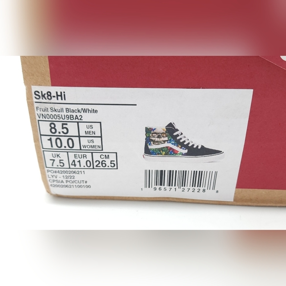 VANS Sk8-Hi High Fruit Skull Men's Shoes Skater Skateboard Size 8.5 Women's 10 - Picture 4 of 11